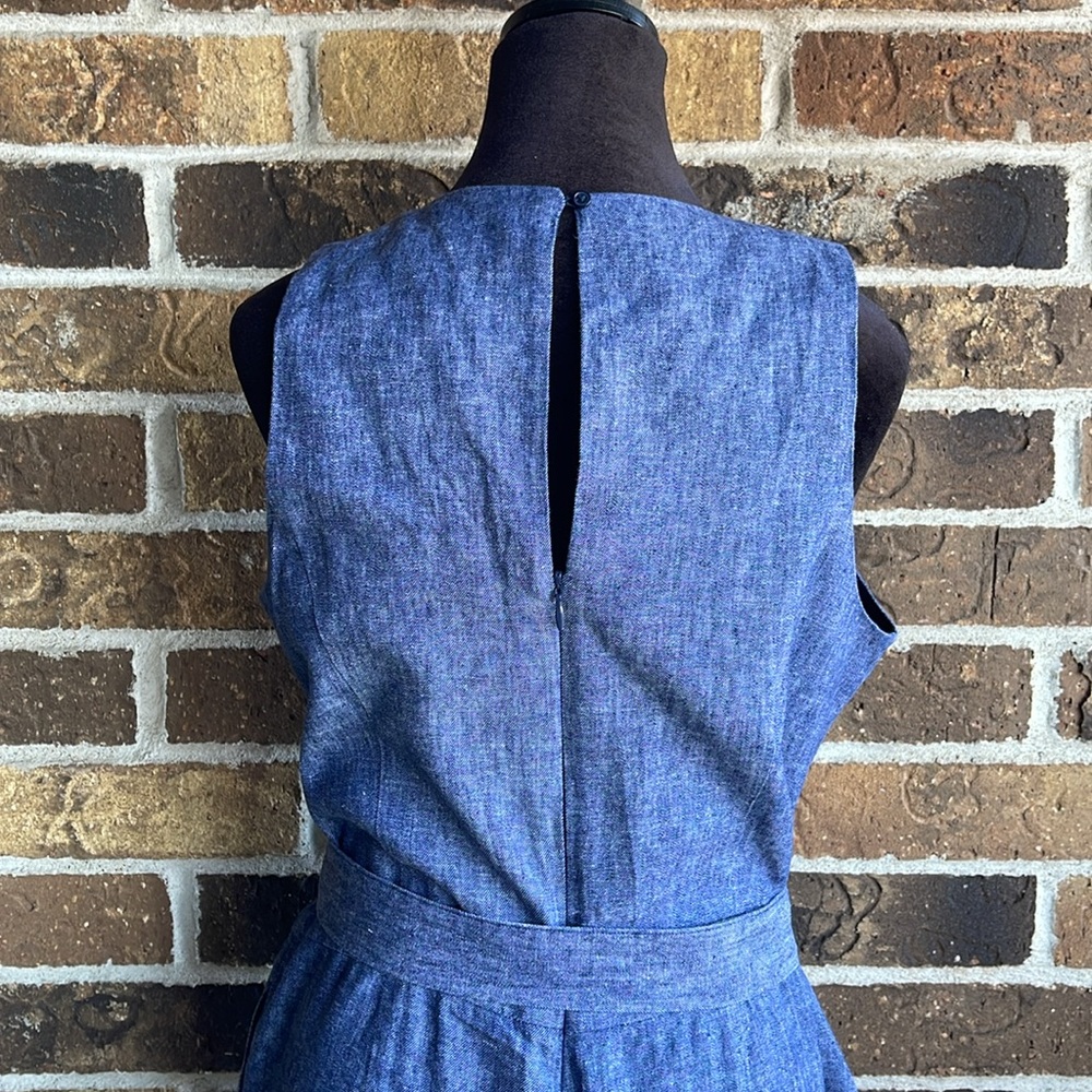 Banana Republic Blue Linen Blend Chambray Wide Leg Cropped Jumpsuit - Picture 4 of 14